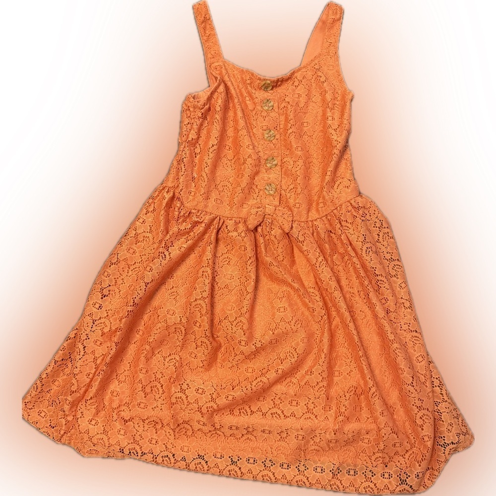 Little Lass Orange Lace Casual Dress